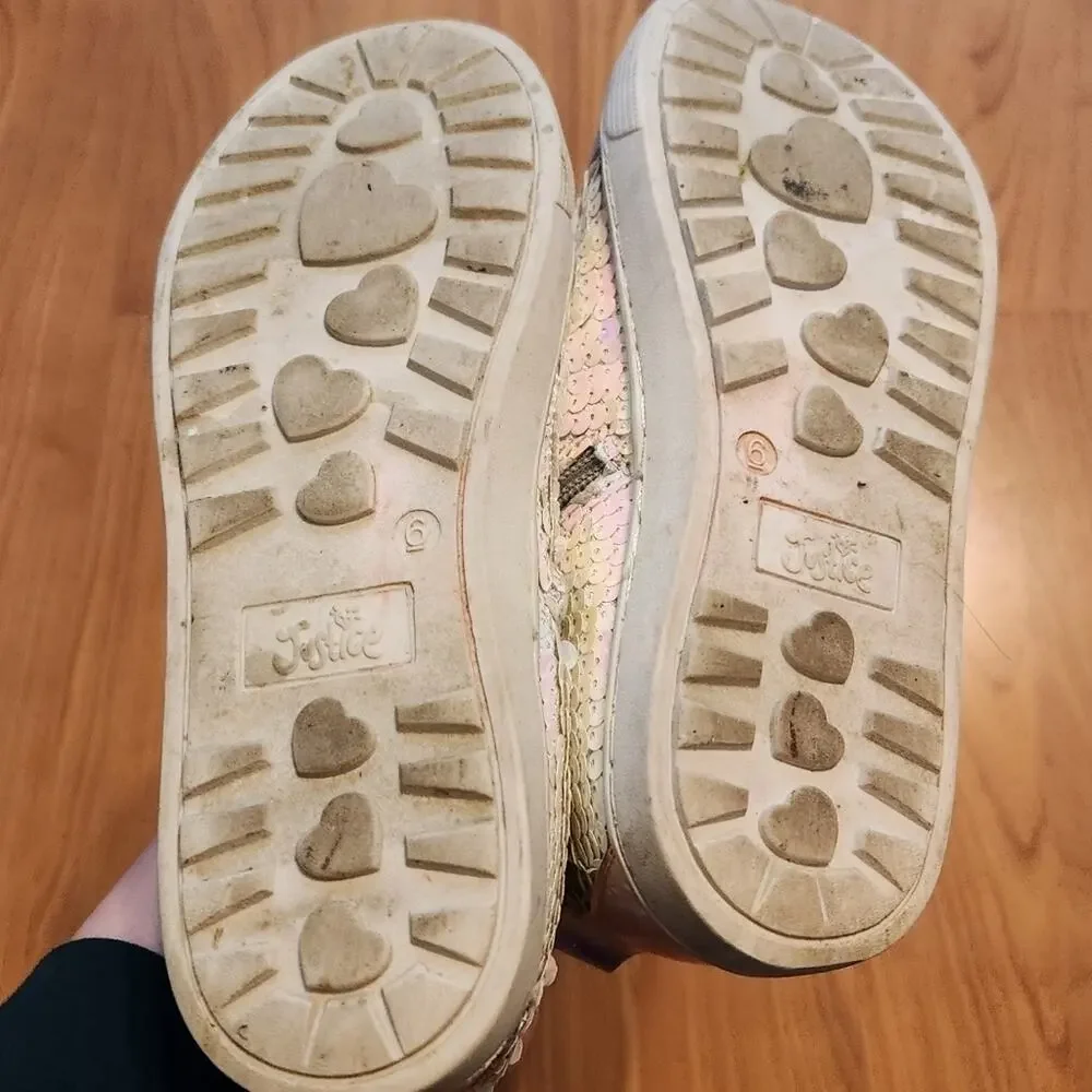Justice Girls Sneakers sz6 Sequin EUC